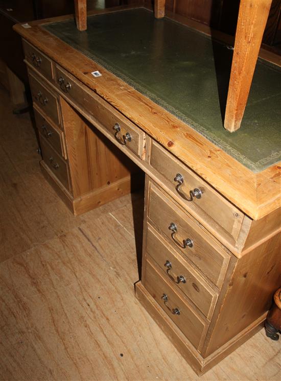 Pine leather top kneehole desk